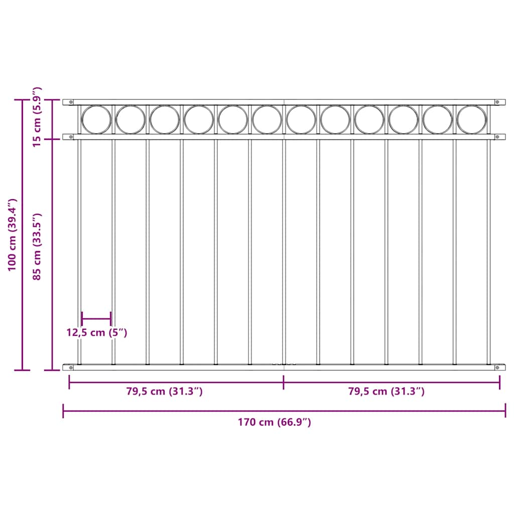 Elemento Recinzione ASSEN Bianco 170 x 100 cm Acciaio | homemem39
