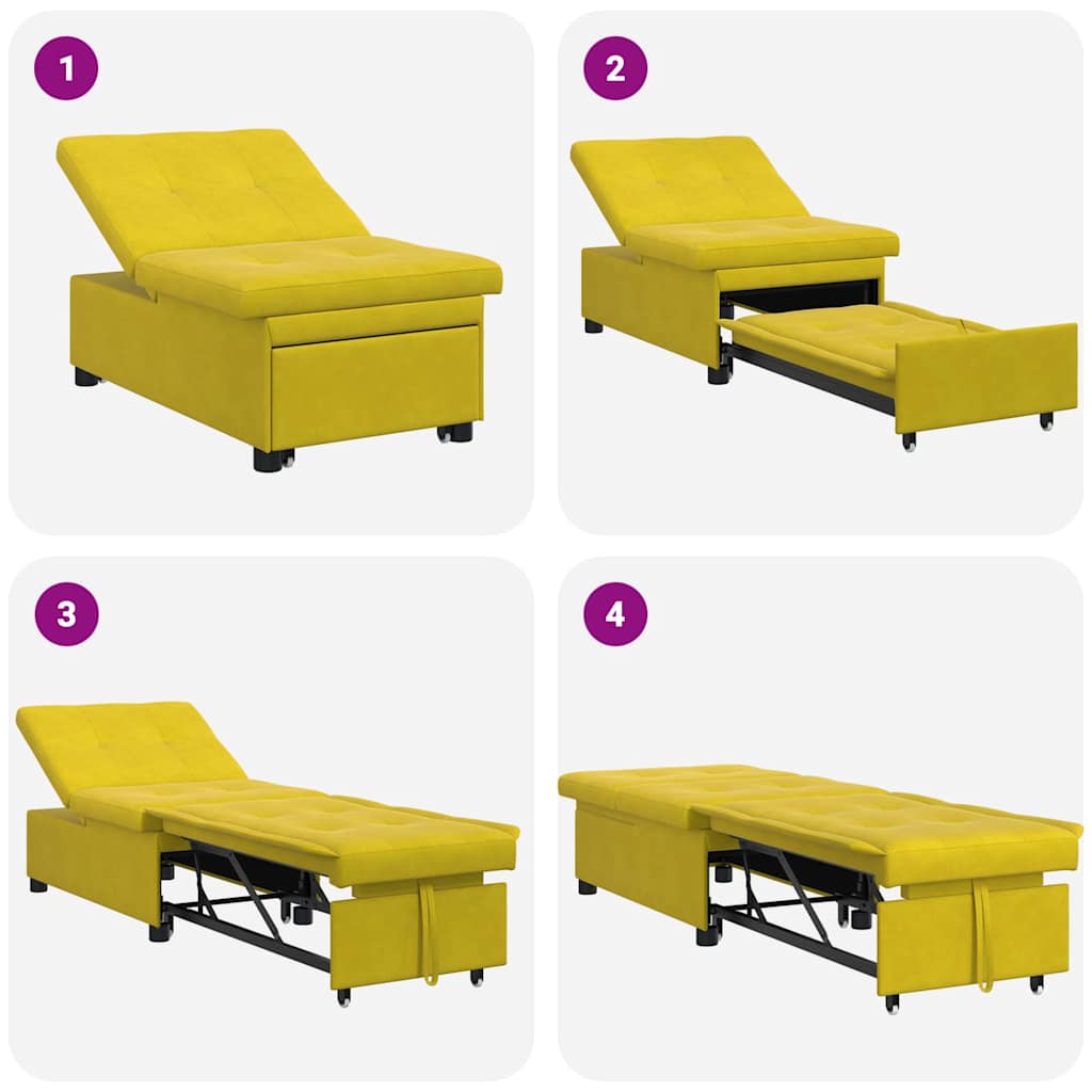 Divano Letto Giallo 67 x 194 x 38 cm Velluto