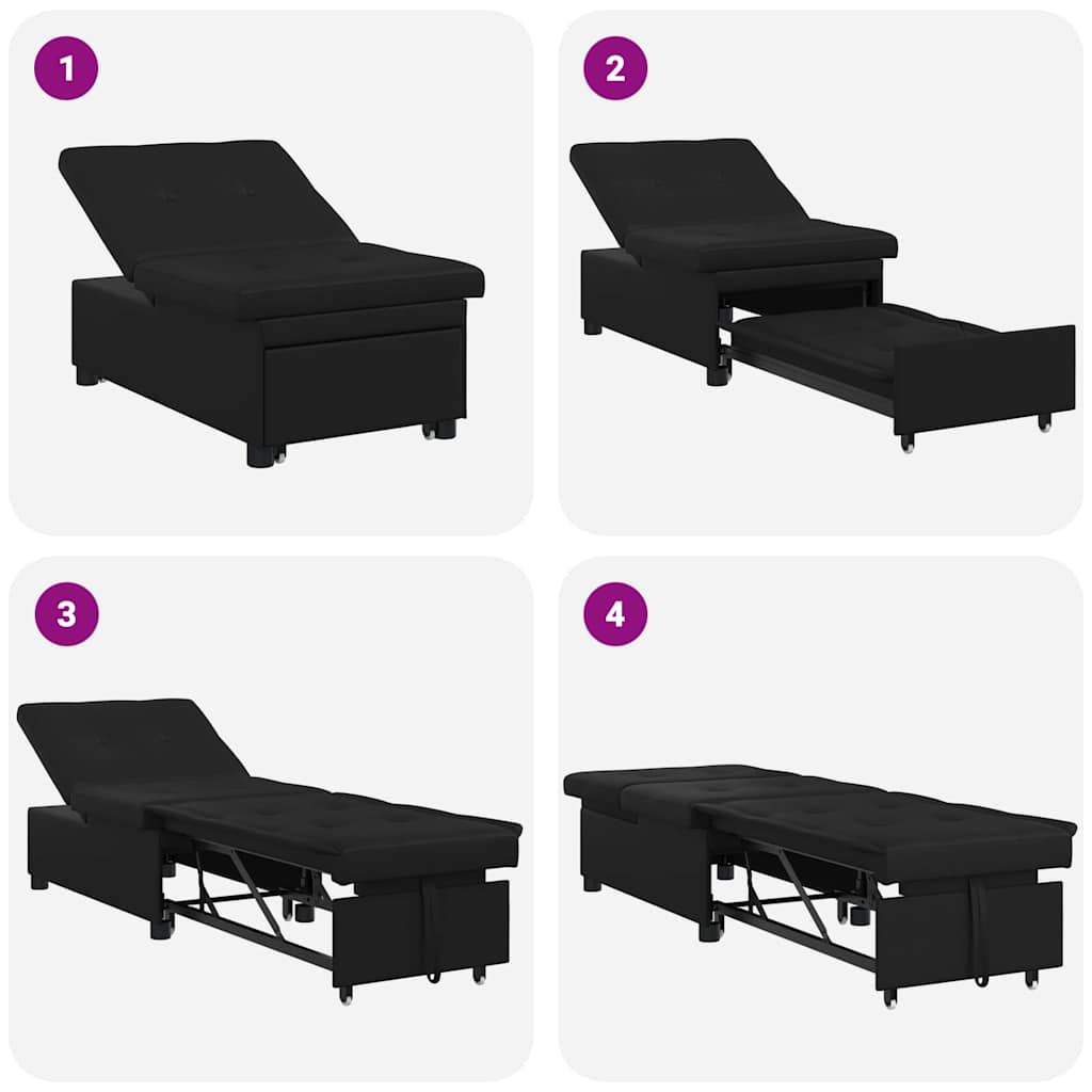 Divano letto con cuscino Nero 67 x 194 x 82 cm Legno compensato