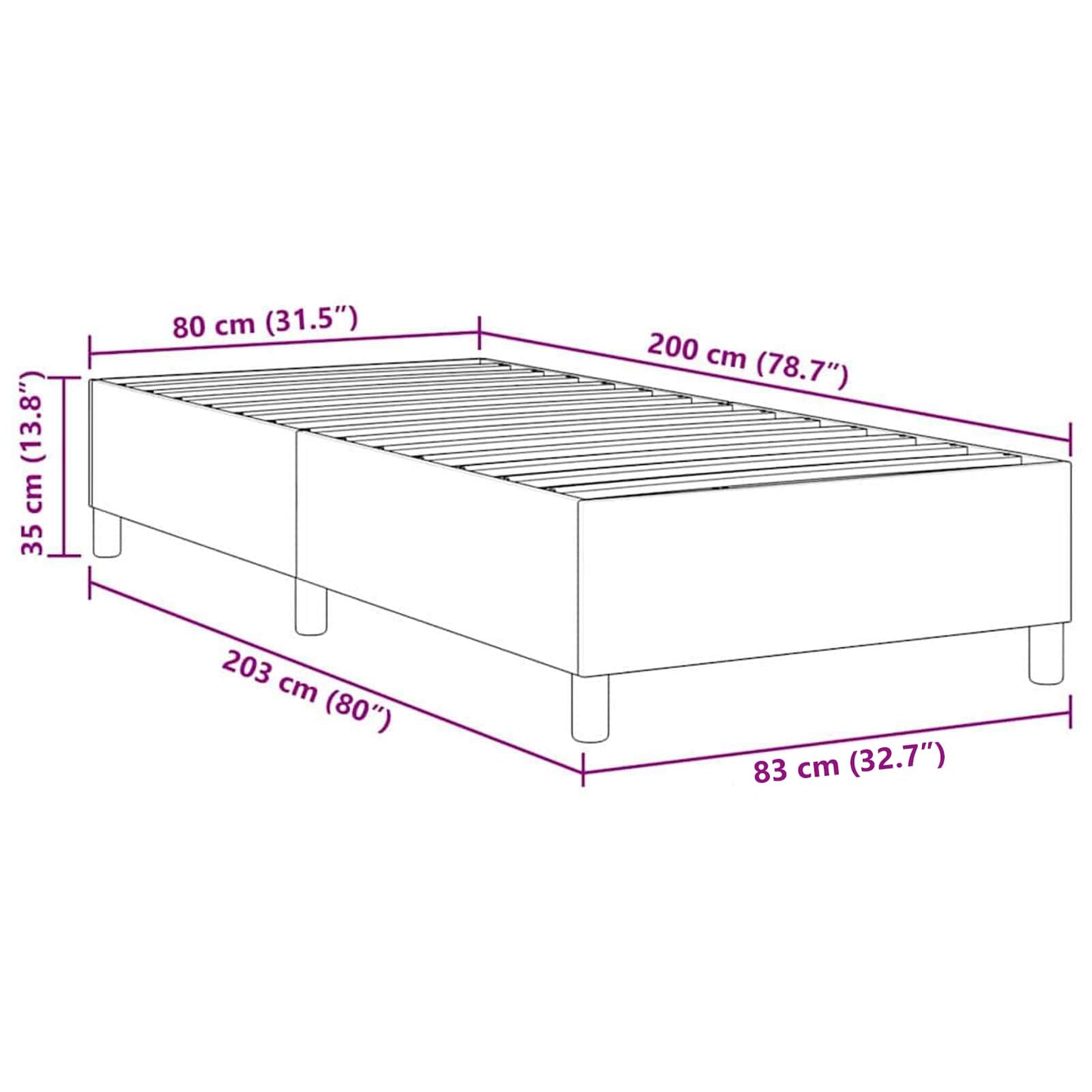 Struttura letto piattaforma Grigio Verde 80 x 200 cm | homemem39