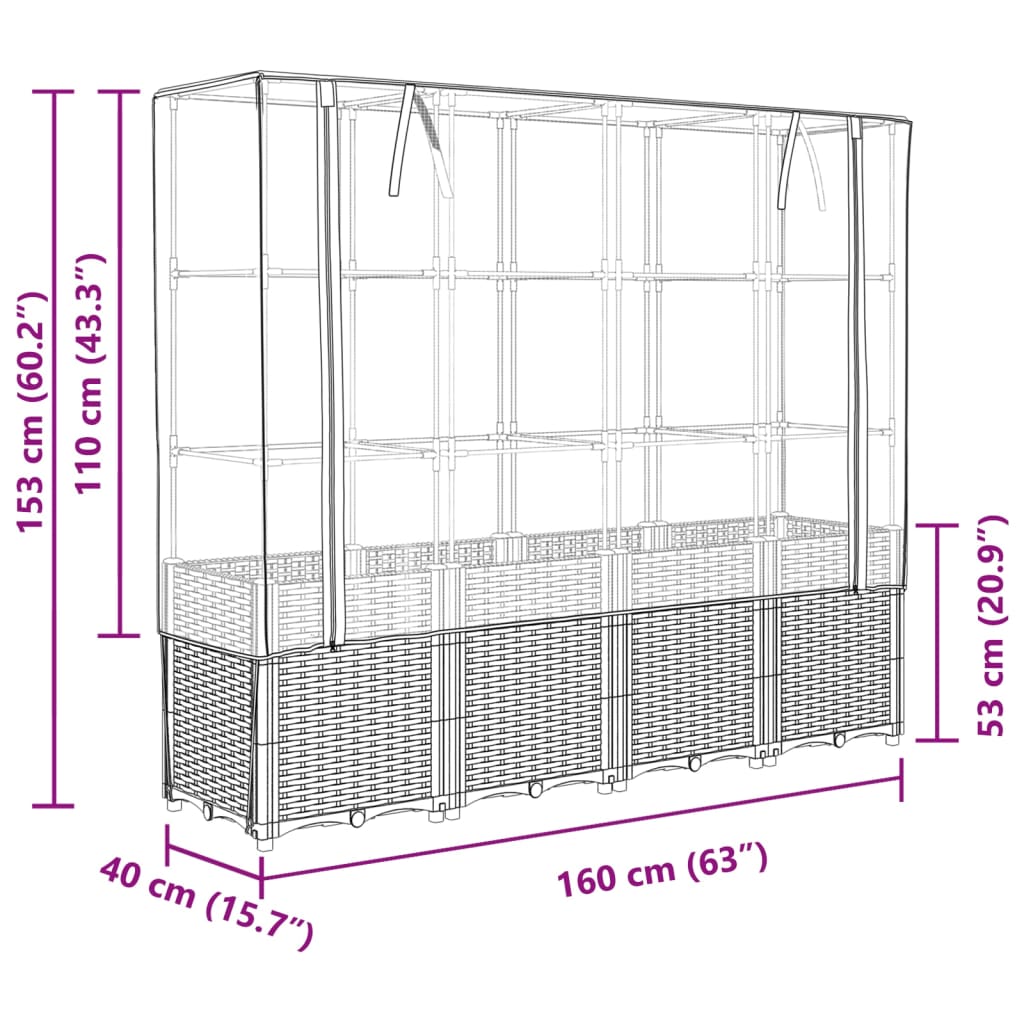 Letto rialzato con copertura per serra effetto rattan 160x40x153 cm | homemem39