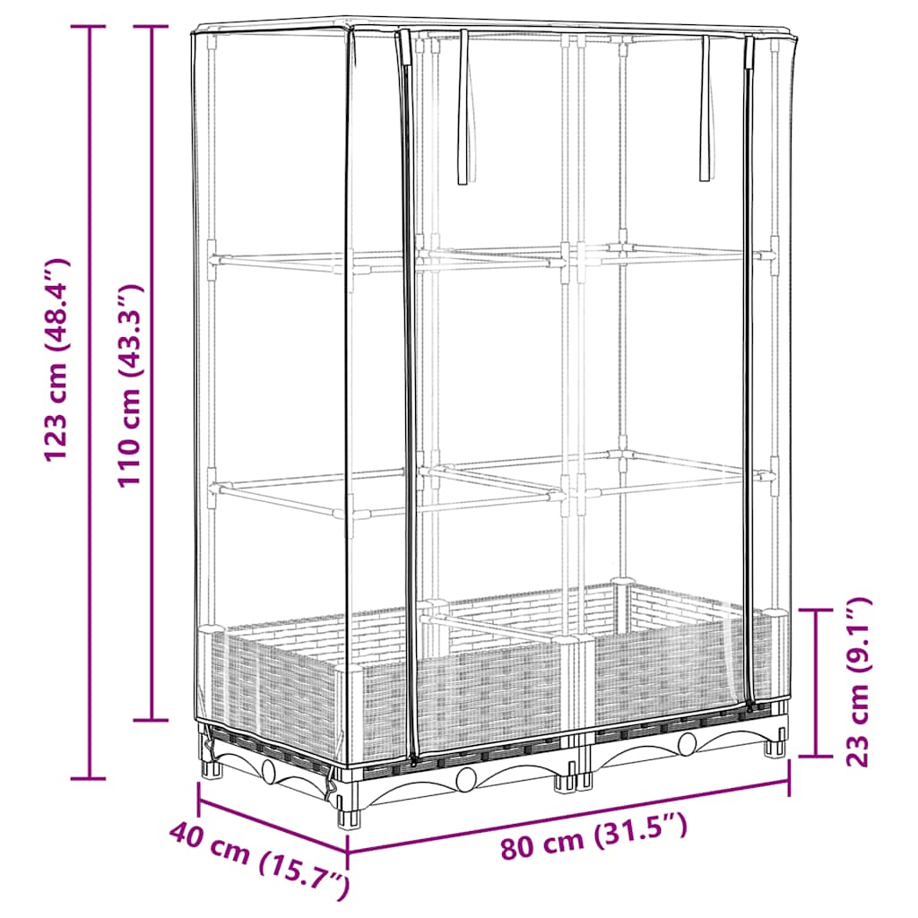 Letto Rialzato con Copertura Serra Effetto Rattan 80x40x123 cm | homemem39