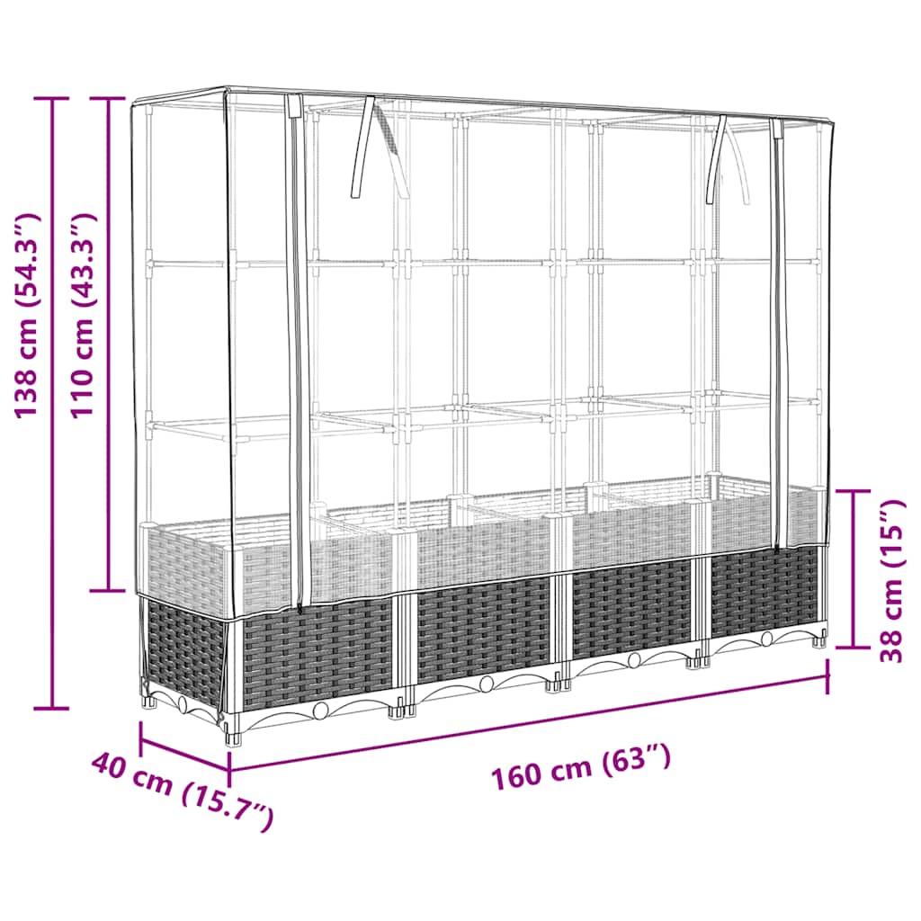 Letto rialzato con copertura per serra effetto rattan 160x40x138 cm | homemem39