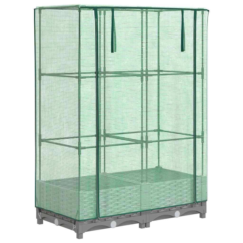 Letto Rialzato con Copertura Serra Effetto Rattan 80x40x123 cm
