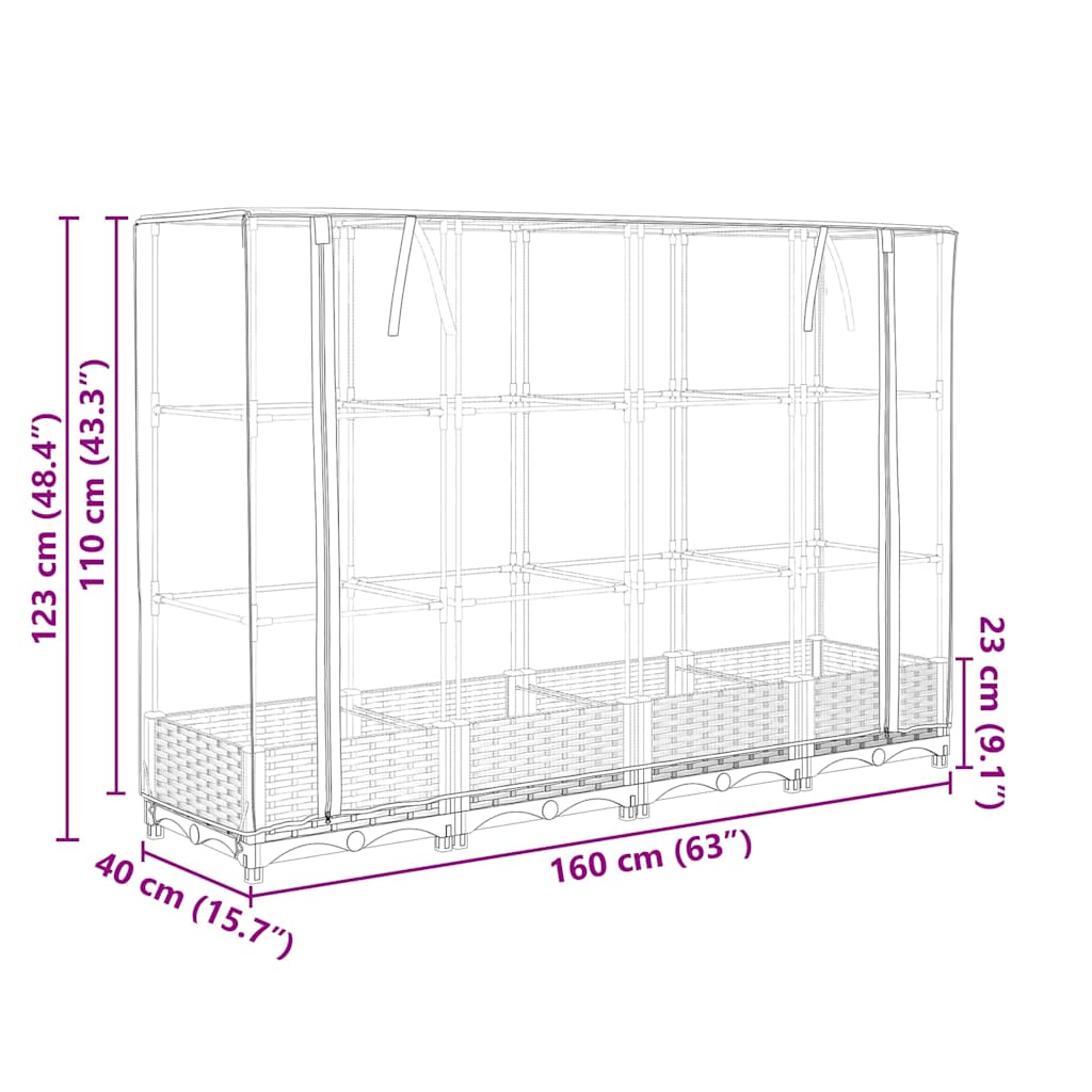 Letto Rialzato con Copertura Serra Effetto Rattan 160x40x123 cm | homemem39
