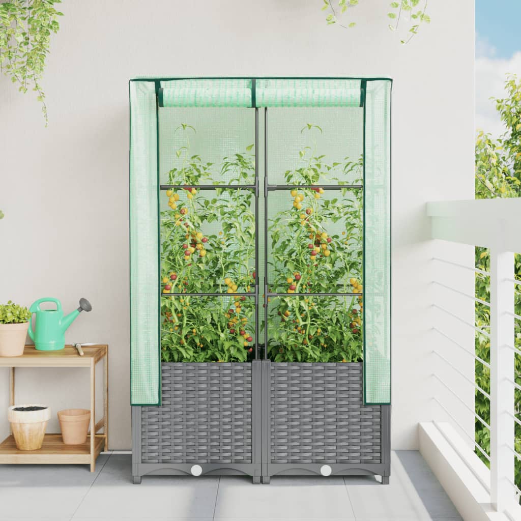 Letto Rialzato con Copertura Serra Effetto Rattan 80x40x138 cm - homemem39