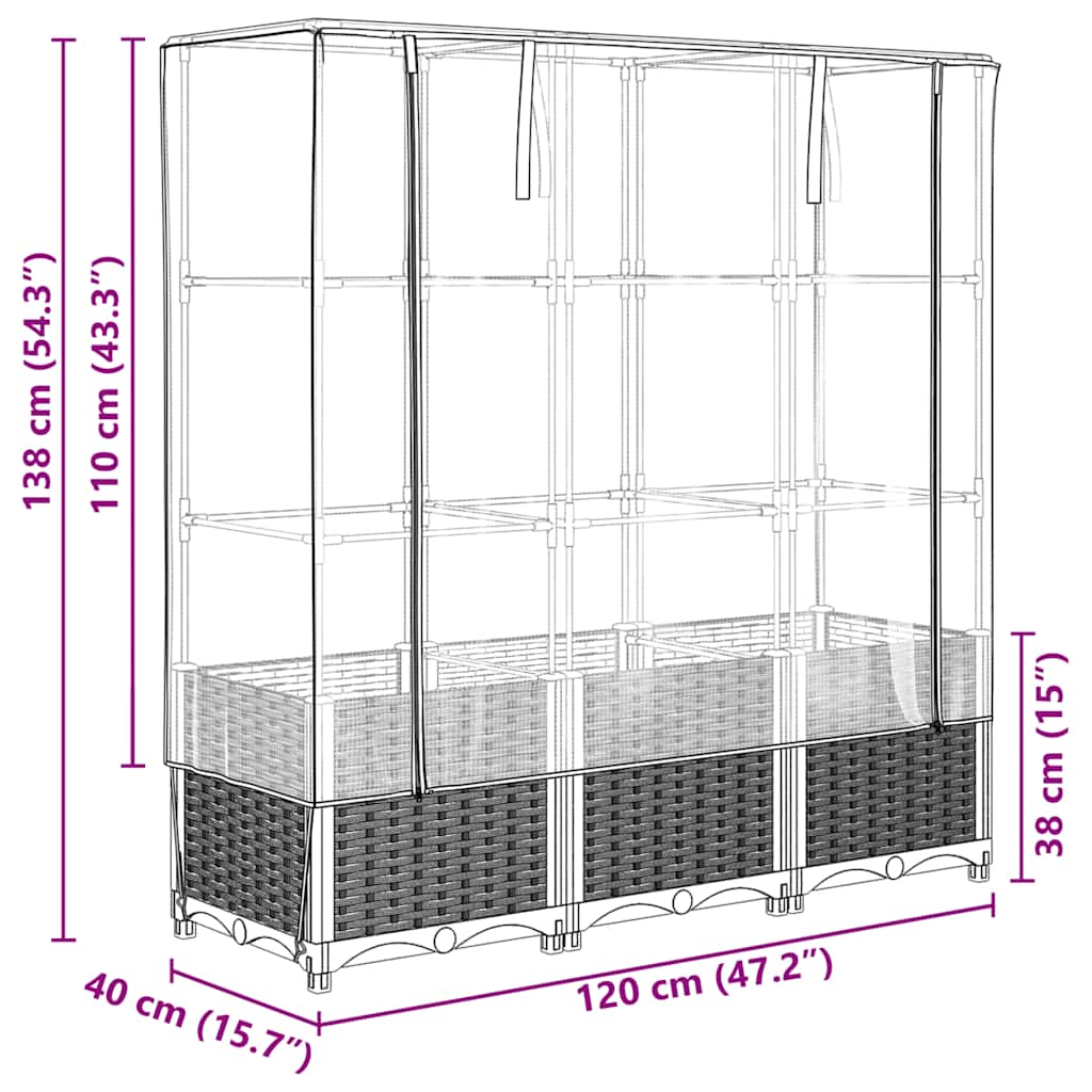 Letto Rialzato con Copertura Serra Effetto Rattan 120x40x138 cm | homemem39