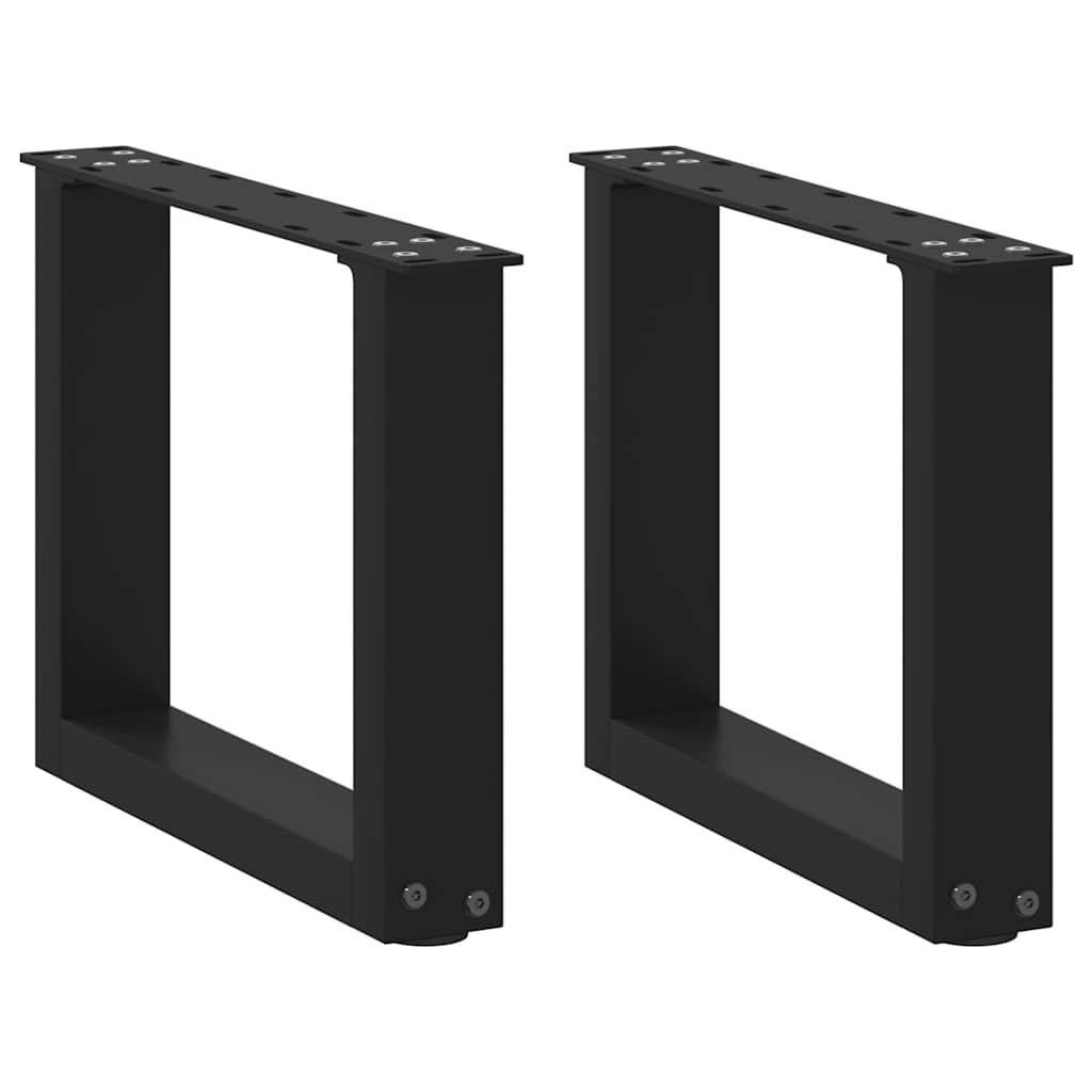 Gambe Tavolino da Caffè a U 2 pz Nero 40x(30-31) cm in Acciaio