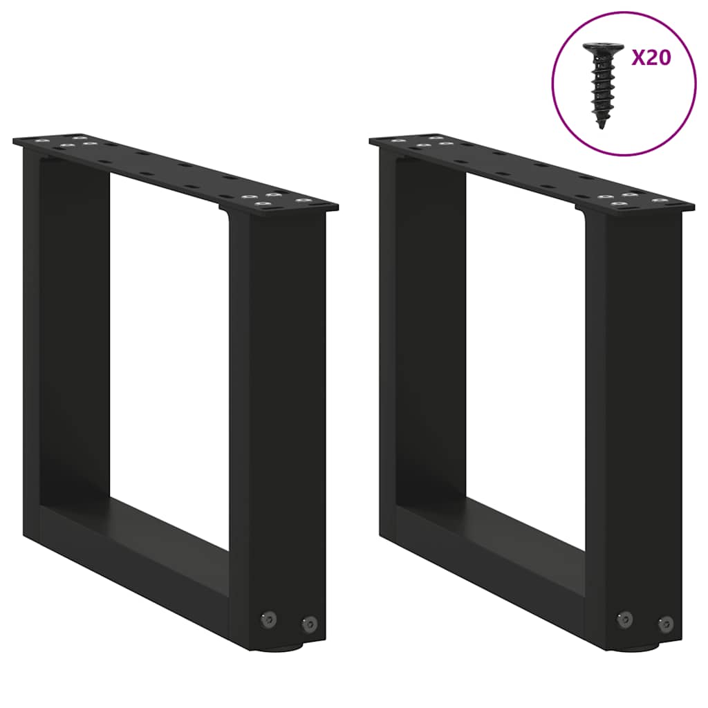 Gambe Tavolino da Caffè a U 2 pz Nero 40x(30-31) cm in Acciaio
