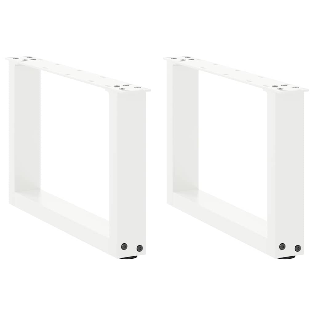 Gambe Tavolino da Caffè a U 2 pz Bianco 50x(30-31)cm in Acciaio