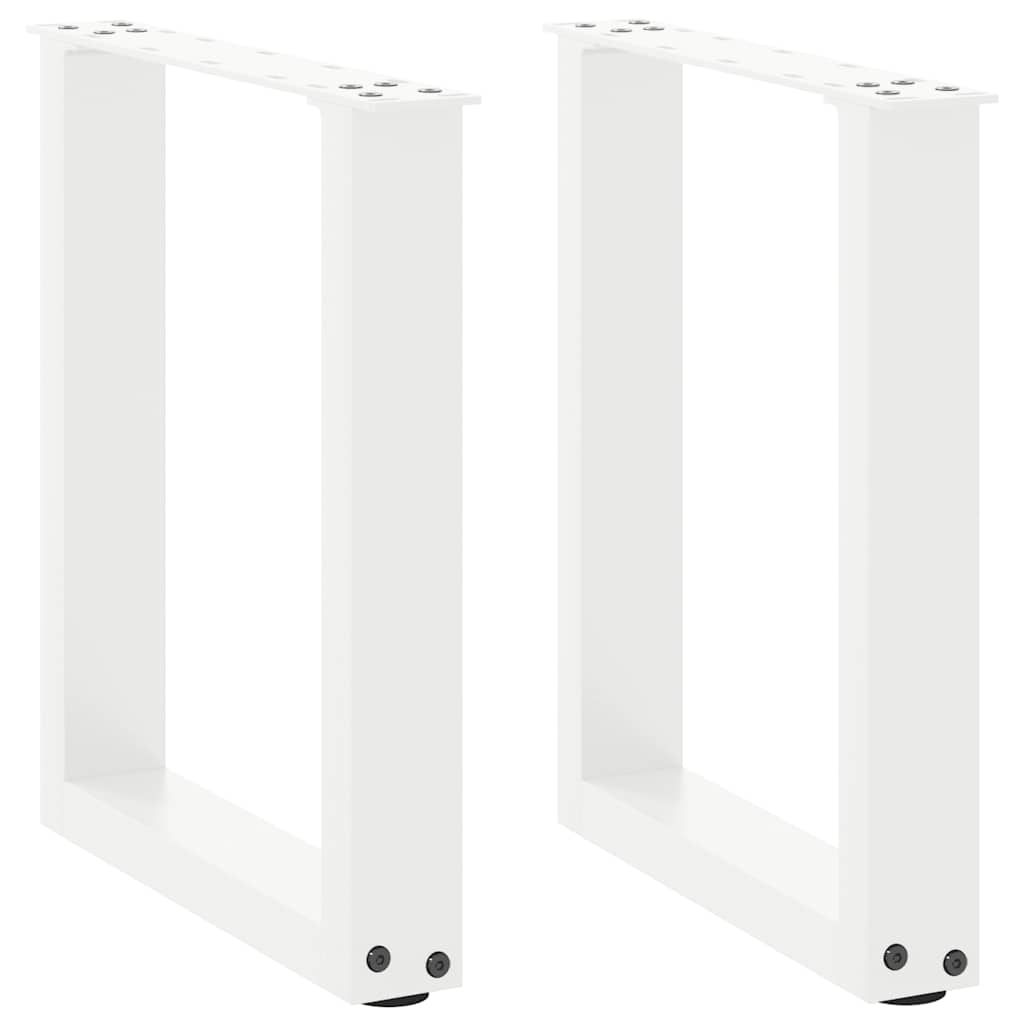 Gambe Tavolino Caffè a U 2 pz Bianco 28x(42-43) cm Acciaio