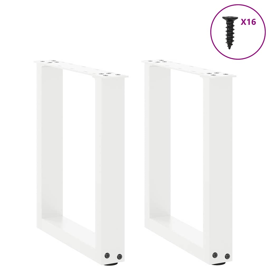 Gambe Tavolino Caffè a U 2 pz Bianco 28x(42-43) cm Acciaio