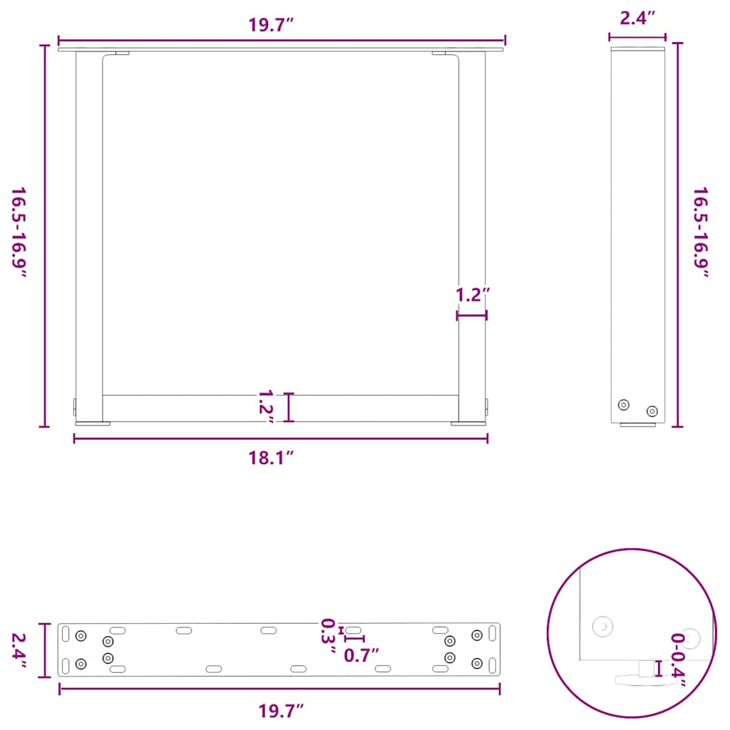 Gambe per Tavolino da Caffè a Forma di U 2 pz Acciaio Naturale 50x(42-43) cm Acciaio | homemem39