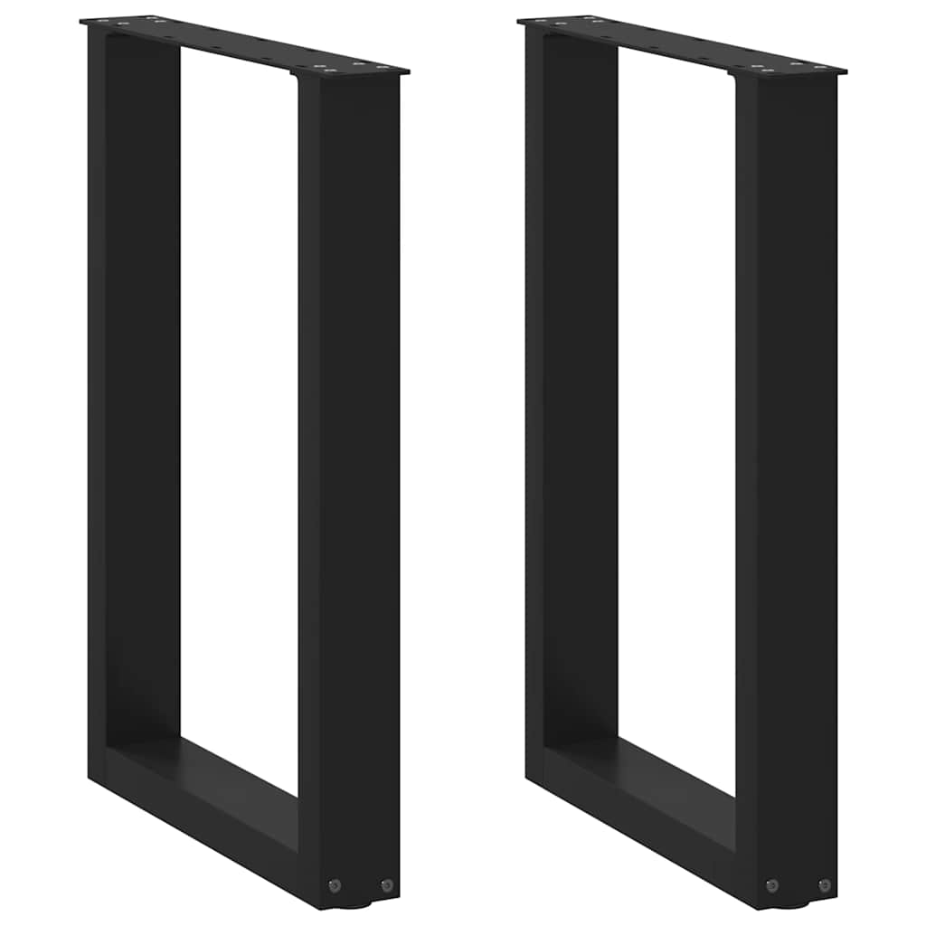 Gambe Tavolo Pranzo a Forma U 2 pz Nero 50x(72-73) cm Acciaio - homemem39