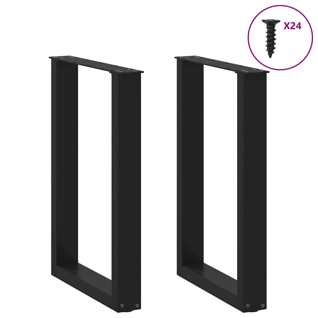 Gambe Tavolo Pranzo a Forma U 2 pz Nero 50x(72-73) cm Acciaio - homemem39