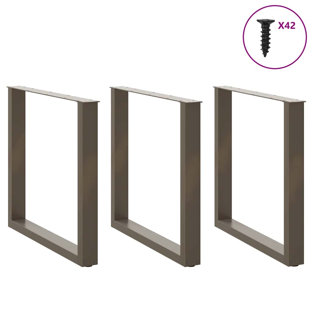 Gambe Tavolino Caffè a U 3 pz Naturale 80x(72-73)cm in Acciaio - homemem39