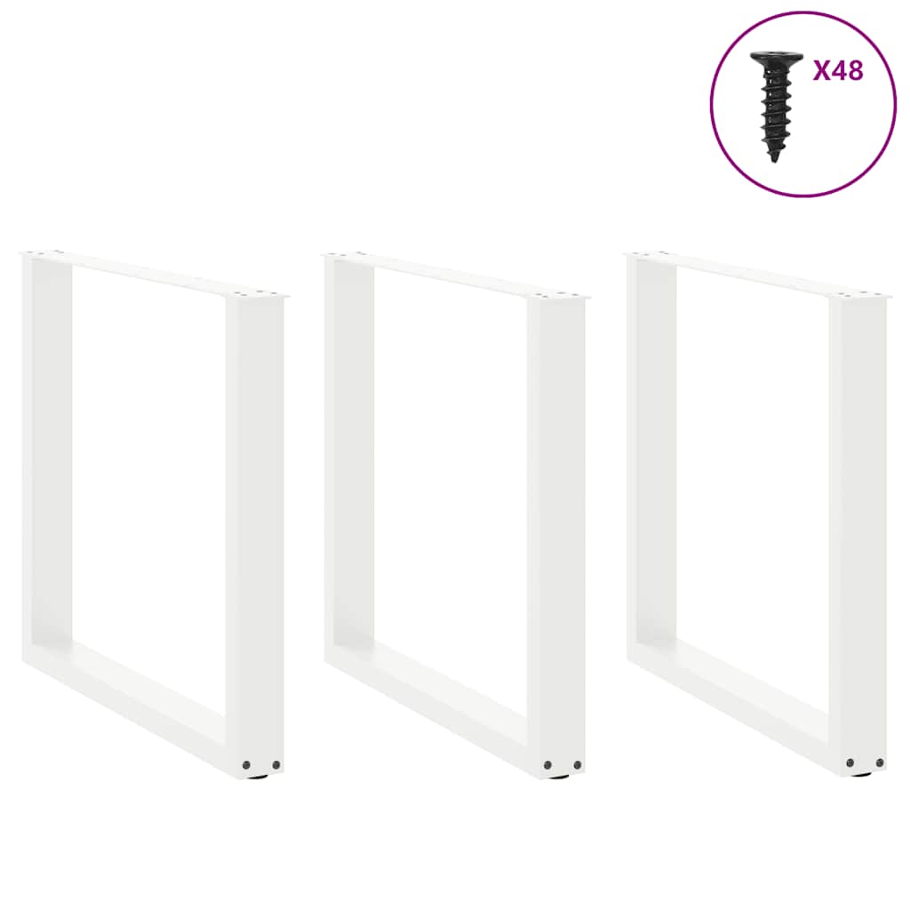 Gambe Tavolino da Caffè a U 3 pz Bianco 90x(72-73) cm Acciaio - homemem39