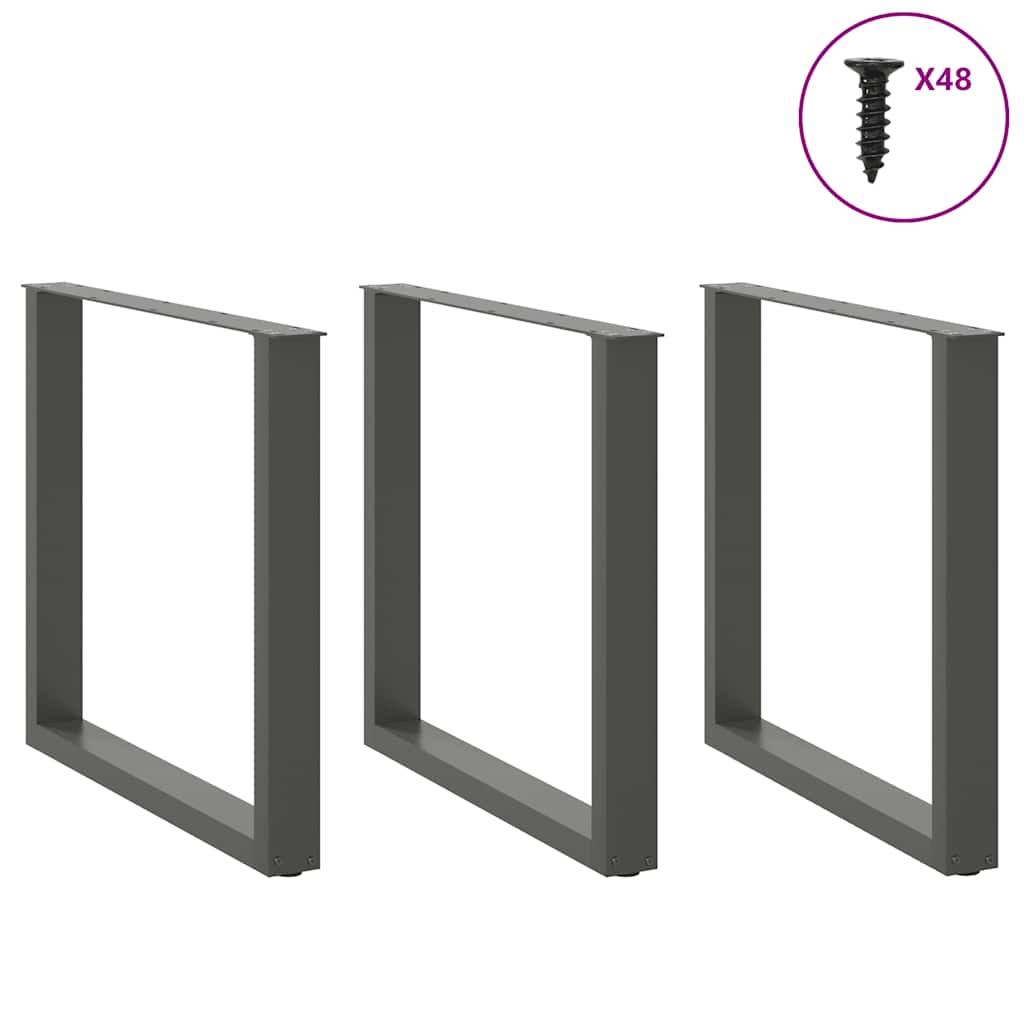 Gambe Tavolino Caffè a U 3 pz Antracite 90x(72-73)cm in Acciaio - homemem39
