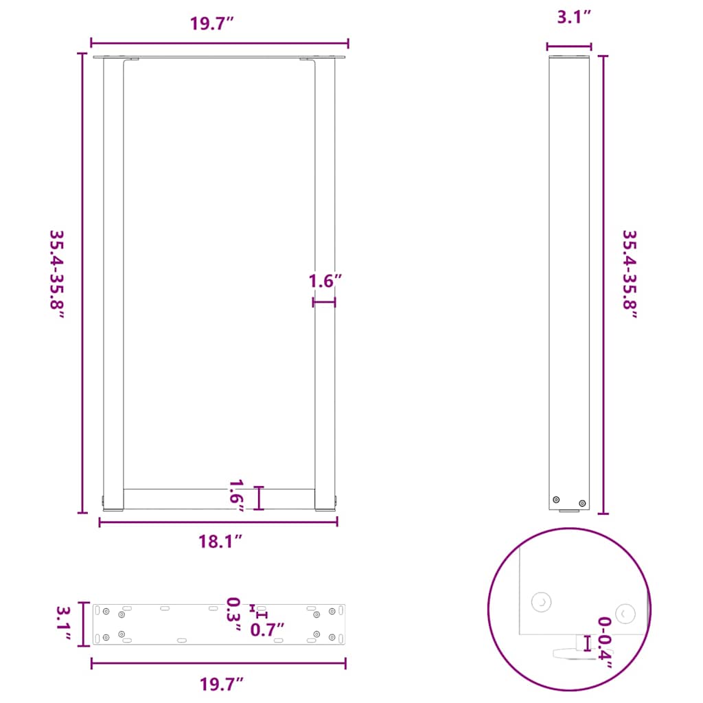 Gambe per tavolo da bar a forma di U 2 pz Antracite 50x(90-91) cm Acciaio | homemem39