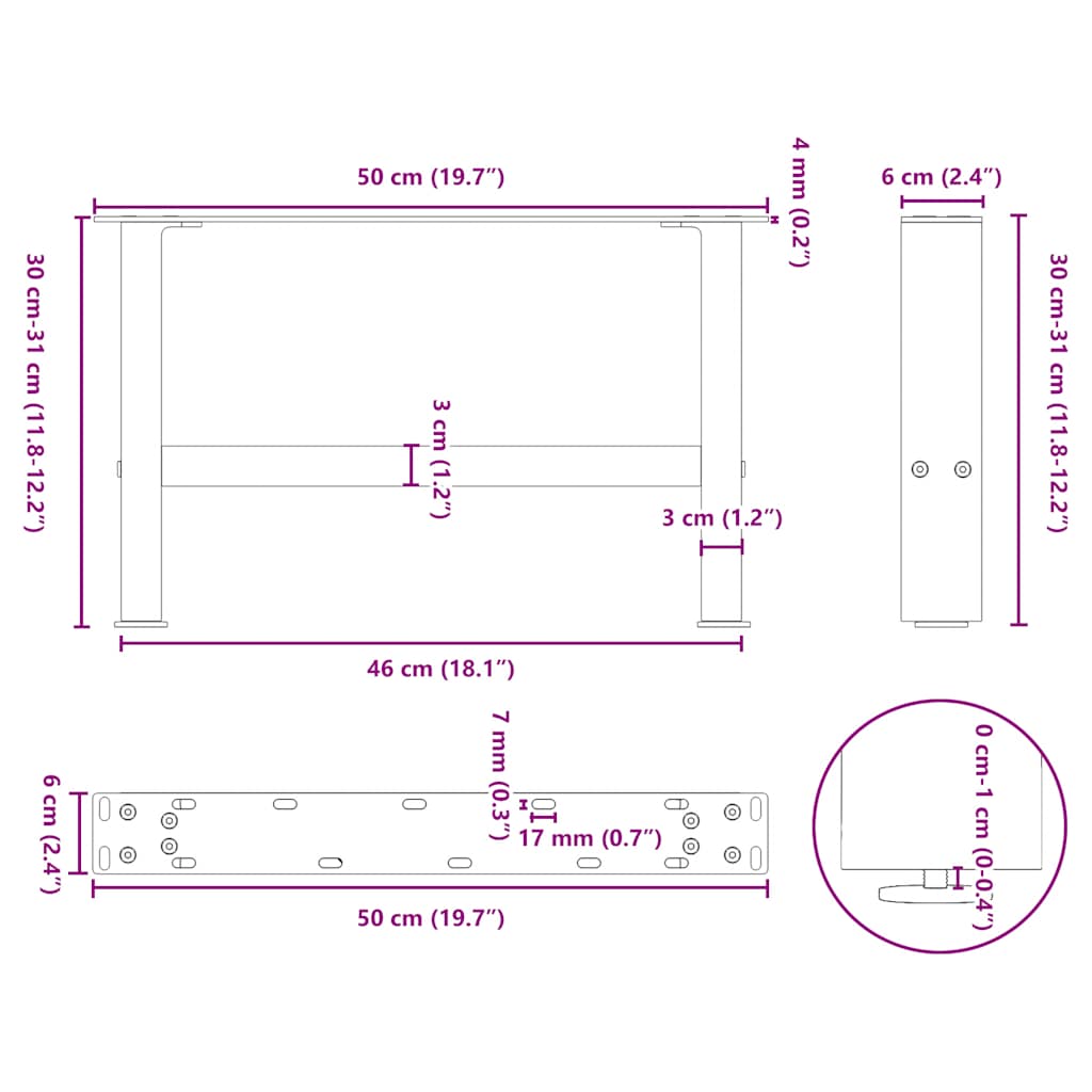 Gambe per Tavolino da Caffè Bianche 2 pz 50x(30-31) cm Acciaio | homemem39