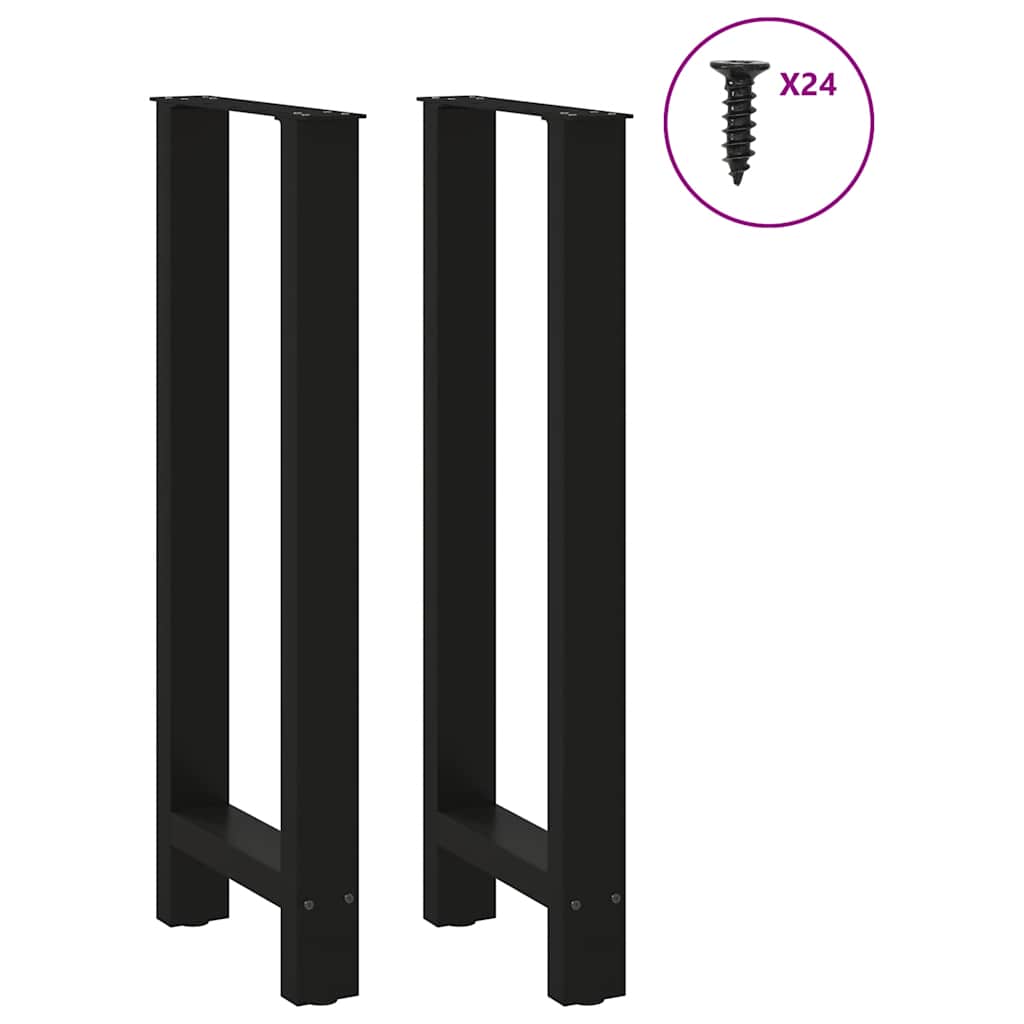 Gambe per Tavolino Nero 2 pz 50x(100-101) cm Acciaio