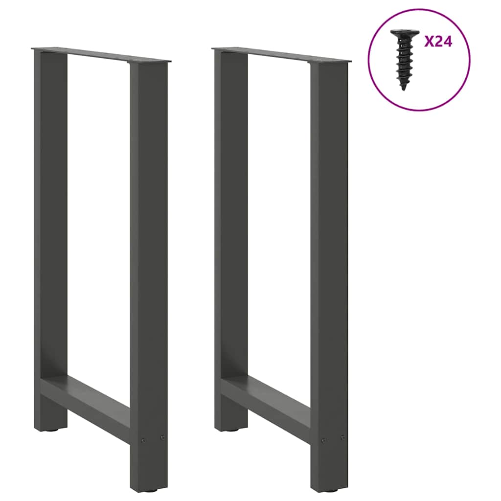 Gambe per Tavolino Antracite 2 pz 60x(100-101) cm Acciaio - homemem39