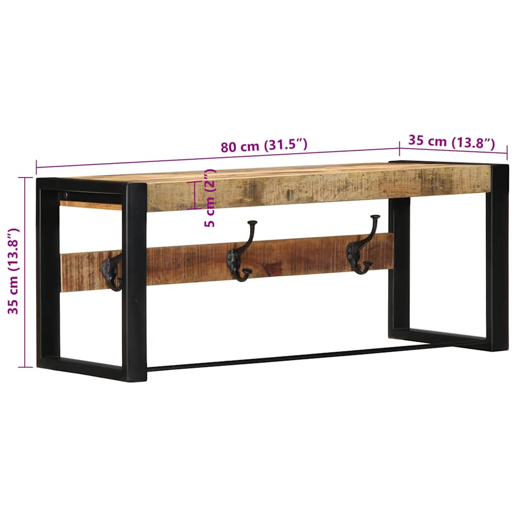 Appendiabiti 80x35x35 cm in Legno Massello Grezzo di Mango - homemem39