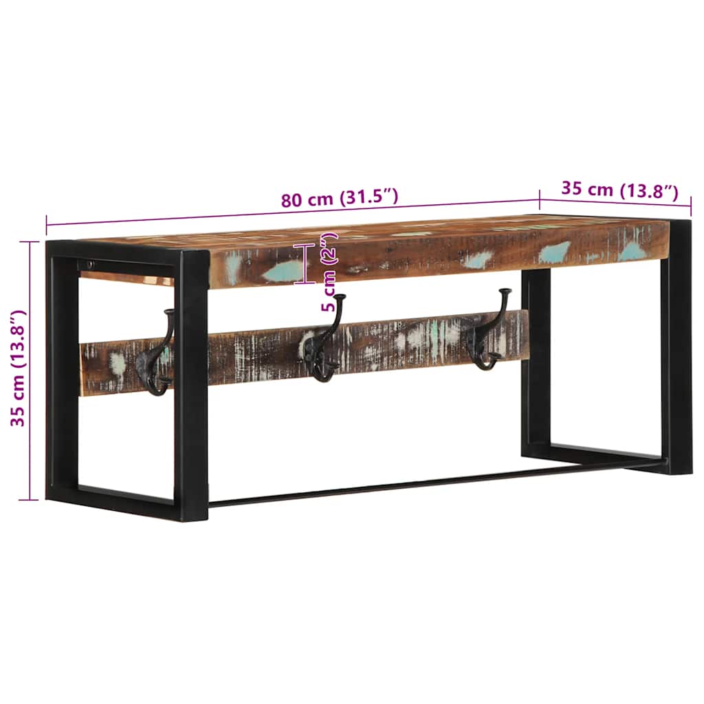 Appendiabiti Multicolore 80x35x35 cm in Legno Massello Recupero - homemem39