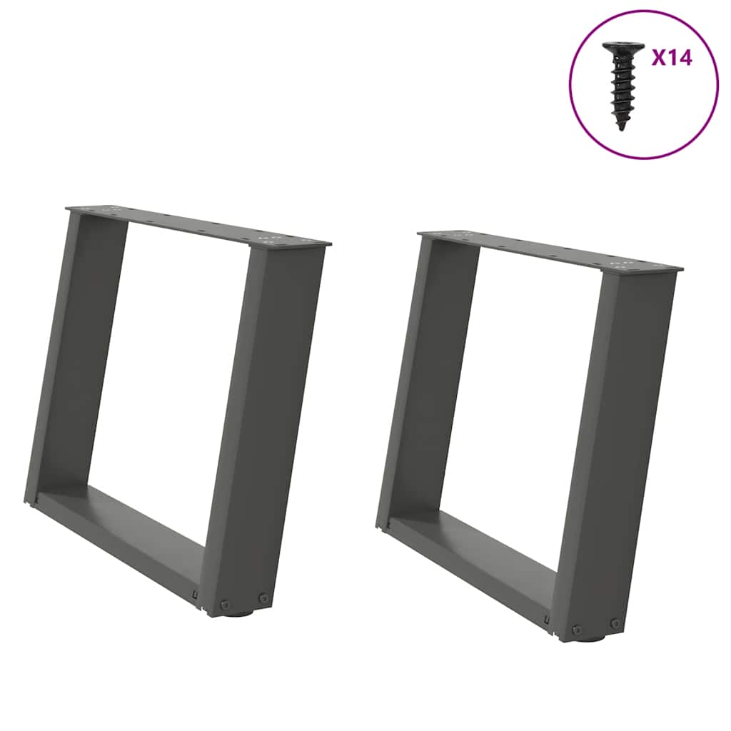 Gambe Tavolino Caffè a U 2 pz Antracite 60x(42-43) cm Acciaio - homemem39
