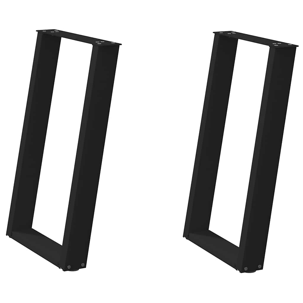 Gambe Tavolo Pranzo a Forma U 2 pz Nero 50x(72-73) cm Acciaio - homemem39