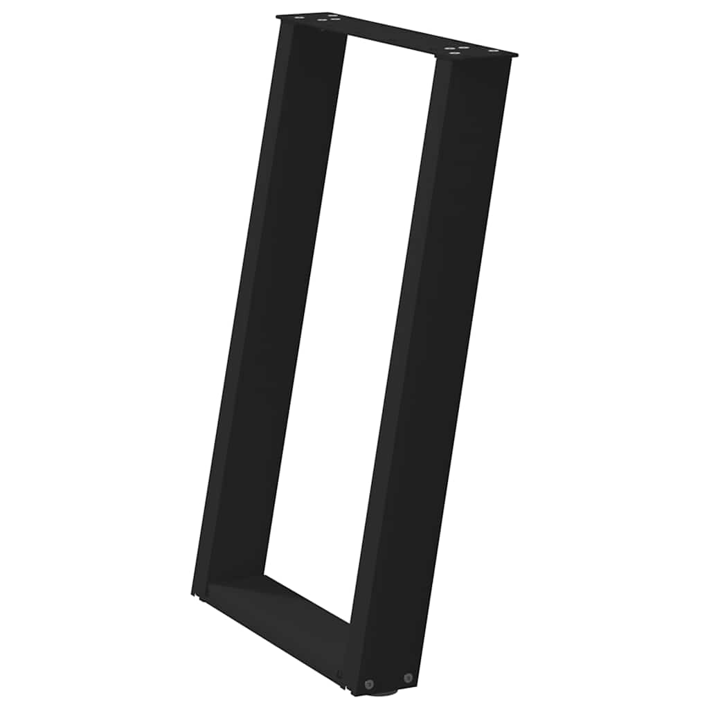 Gambe Tavolo Pranzo a Forma U 2 pz Nero 50x(72-73) cm Acciaio - homemem39