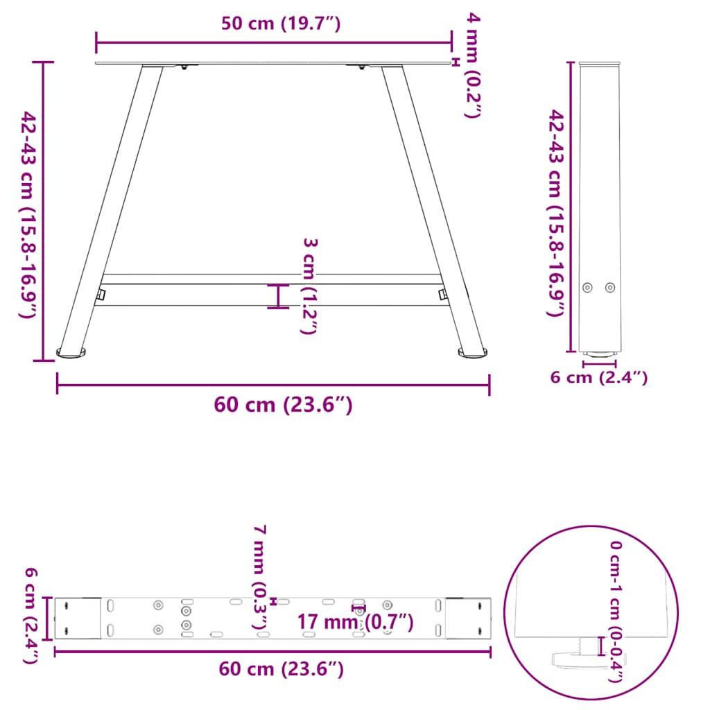 Gambe per Tavolino da Caffè a Forma di A 2 pz Bianche 60x(42-43) cm Acciaio | homemem39