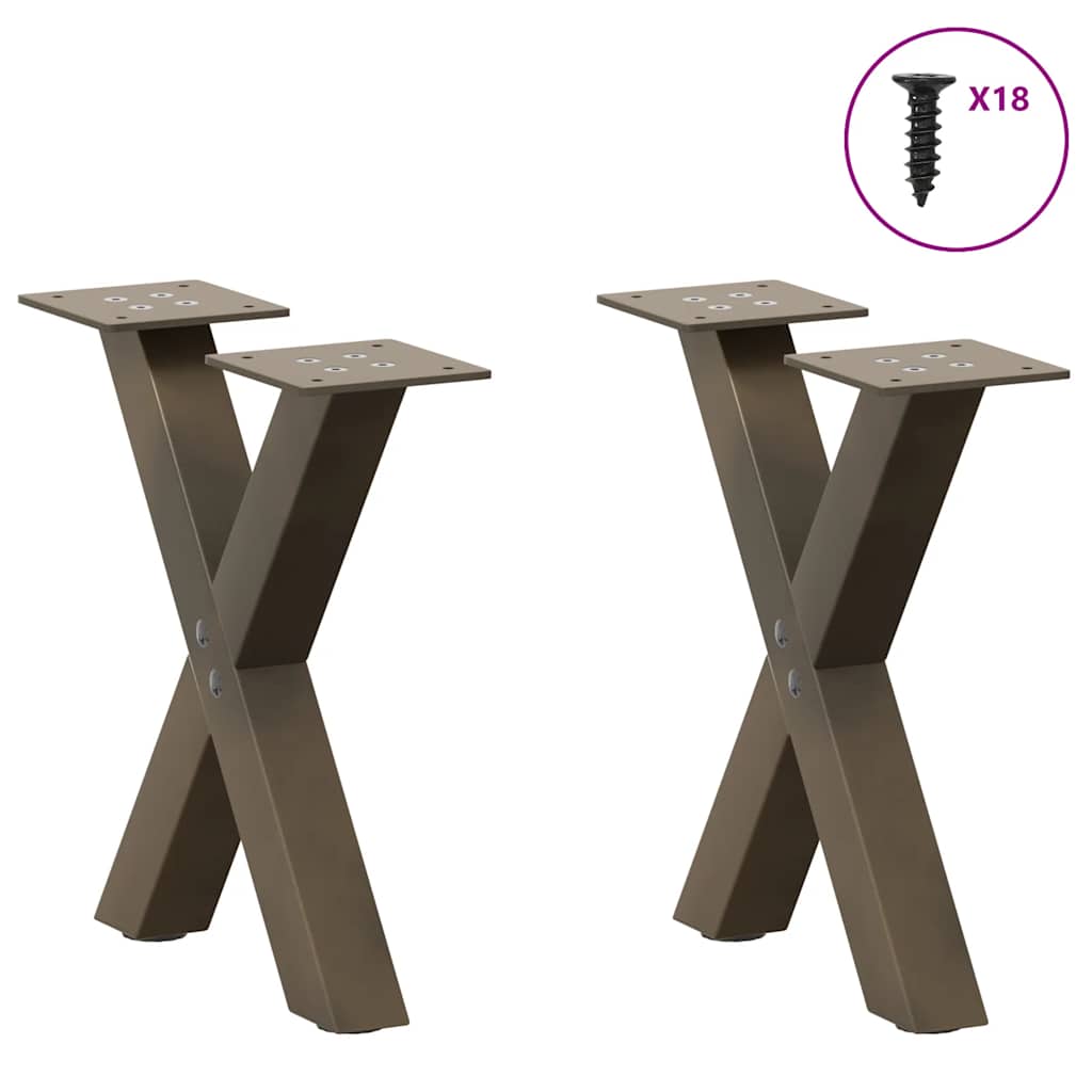 Gambe Tavolino Caffè a X 2 pz Naturale 30x(30-31) cm in Acciaio - homemem39