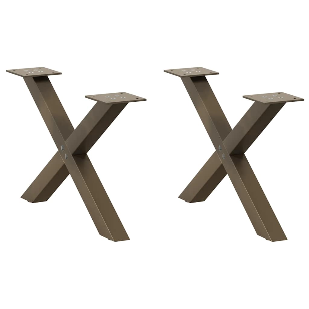 Gambe Tavolino Caffè a X 2 pz Naturale 50x(30-31) cm in Acciaio