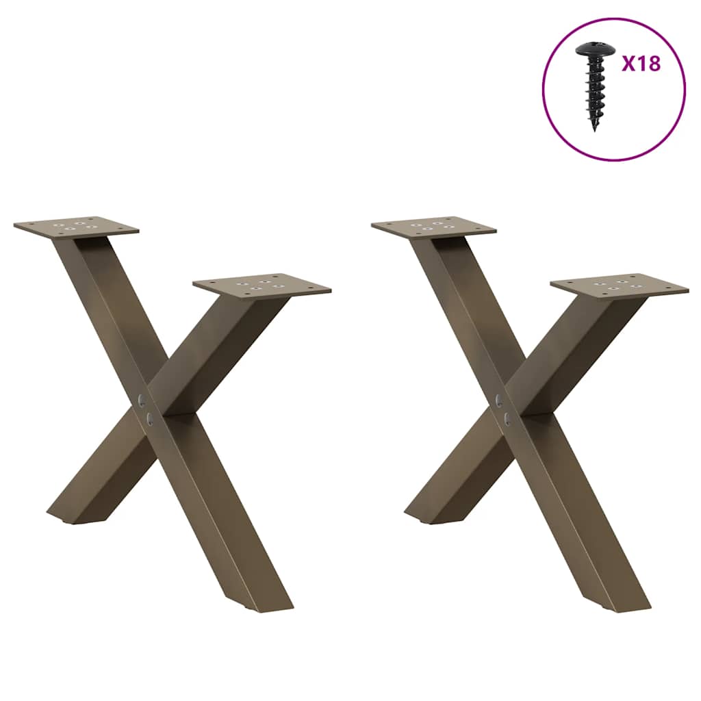 Gambe Tavolino Caffè a X 2 pz Naturale 50x(30-31) cm in Acciaio