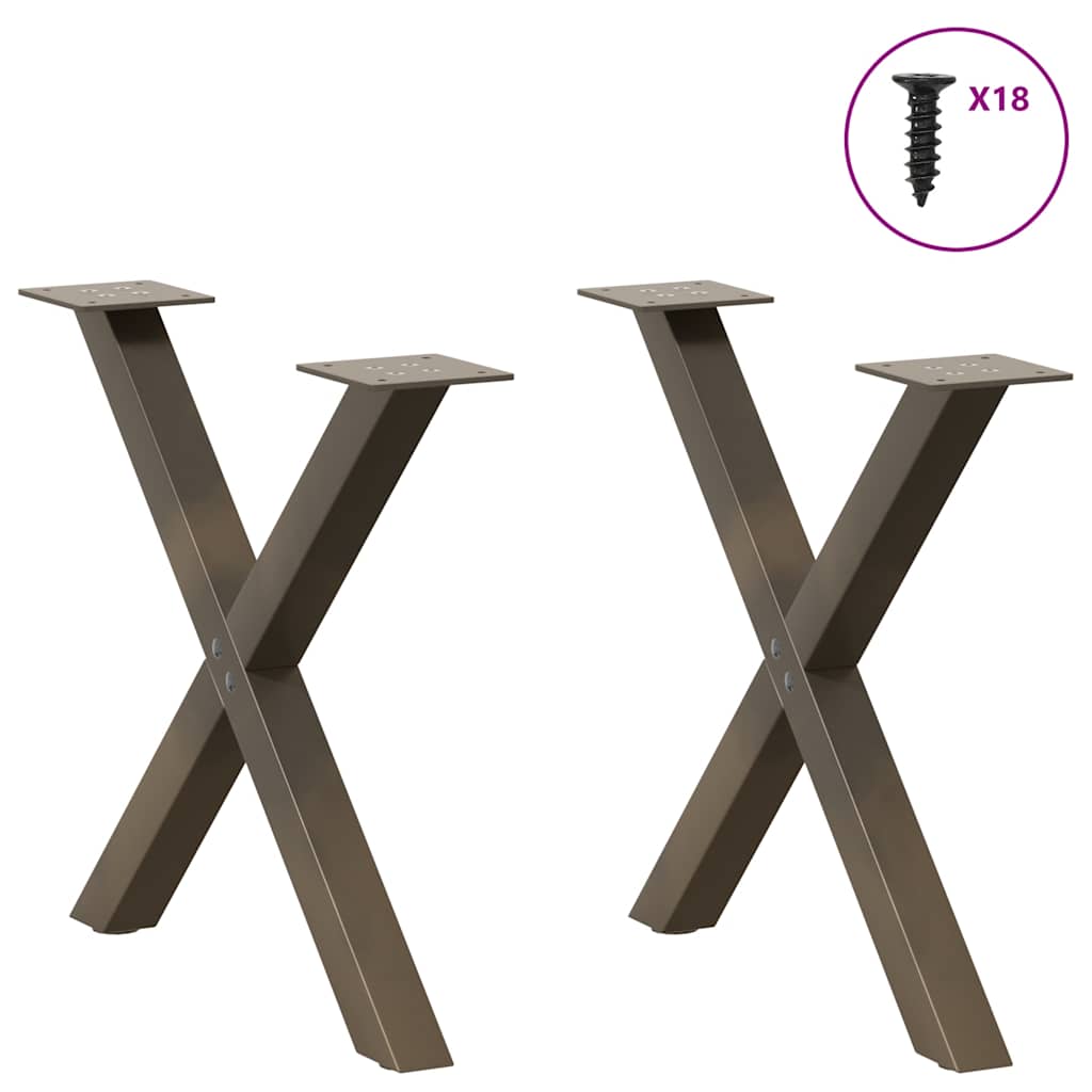 Gambe Tavolino Caffè a X 2 pz Naturale 50x(42-43) cm Acciaio - homemem39