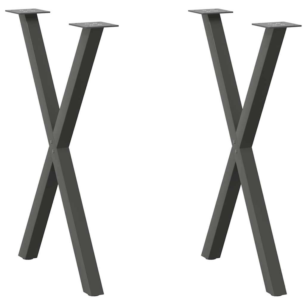 Gambe Tavolo Pranzo a X 2 pz Antracite 57x(72-73) cm Acciaio - homemem39