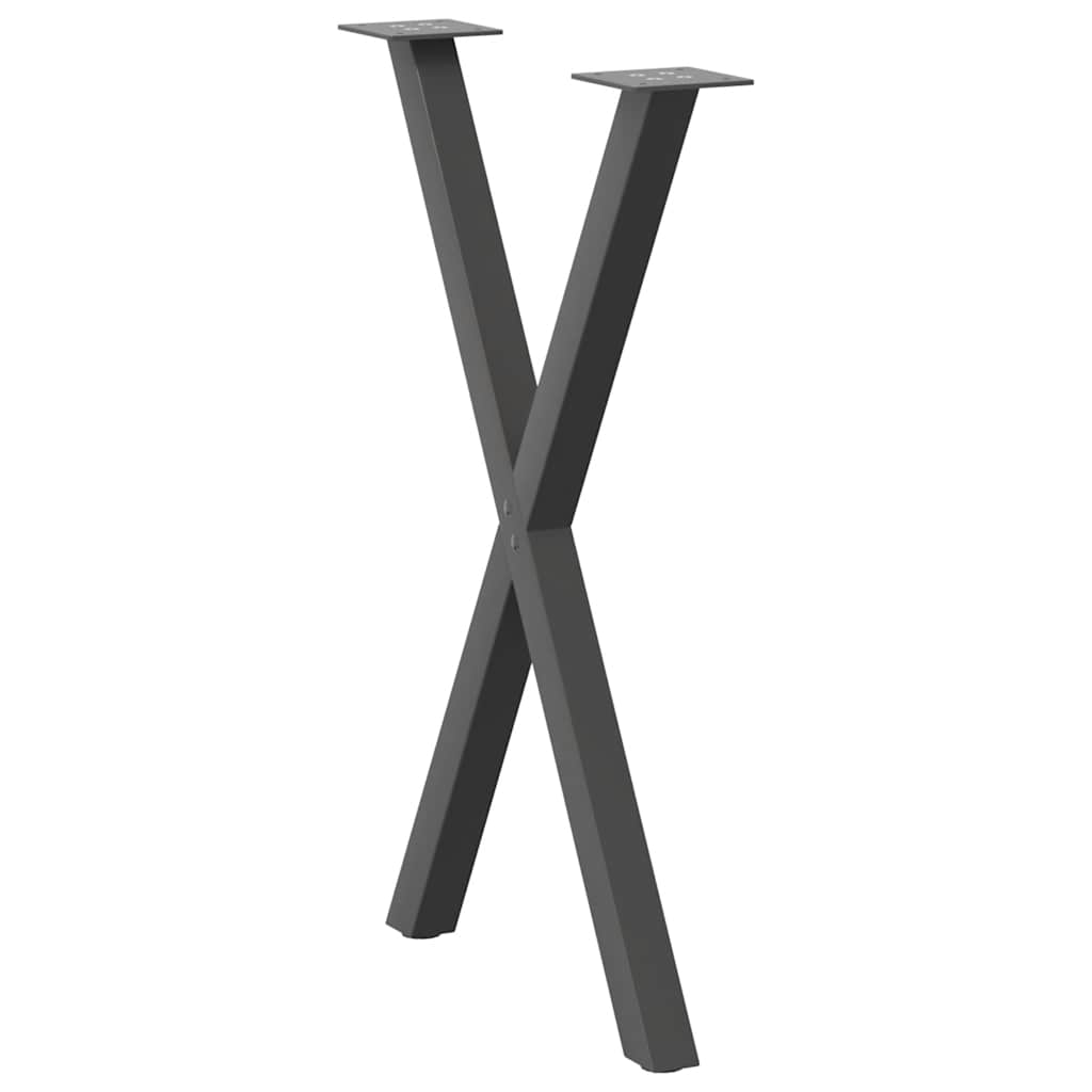 Gambe Tavolo Pranzo a X 2 pz Antracite 57x(72-73) cm Acciaio - homemem39