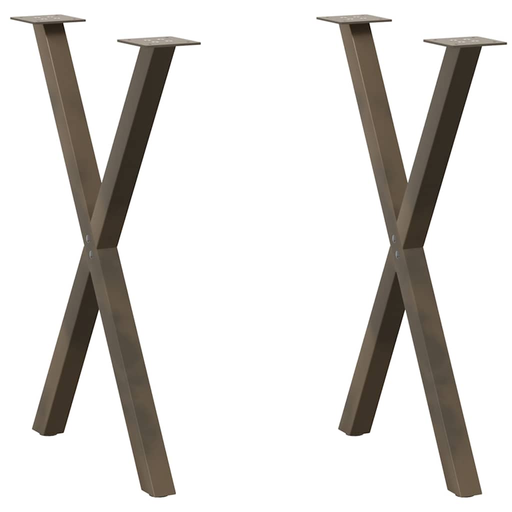 Gambe Tavolo Pranzo a X 2 pz Naturale 57x(72-73) cm Acciaio - homemem39