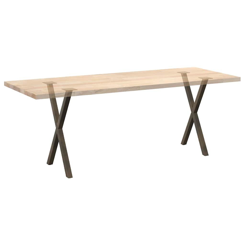 Gambe Tavolo Pranzo a X 2 pz Naturale 57x(72-73) cm Acciaio - homemem39