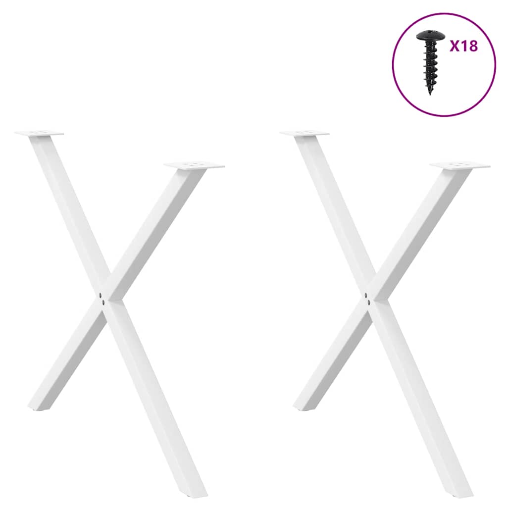 Gambe Tavolo Pranzo Forma X 2pz Bianco 90x(72-73)cm Acciaio - homemem39
