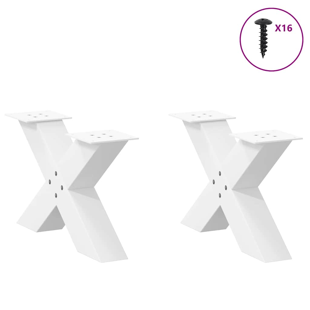 Gambe Tavolino da Caffè a X 2 pz Bianco 50x(30-31)cm in Acciaio