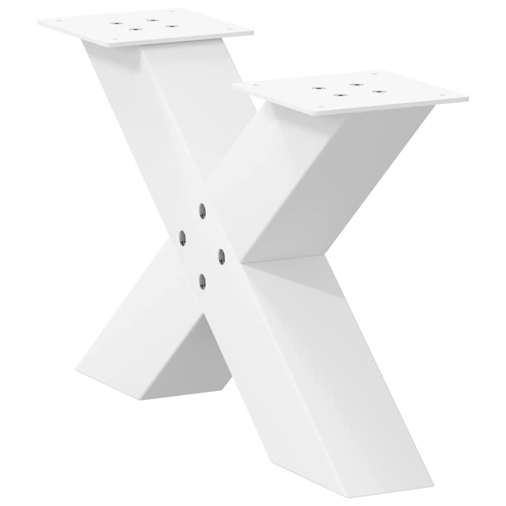 Gambe Tavolino da Caffè a X 2 pz Bianco 50x(30-31)cm in Acciaio