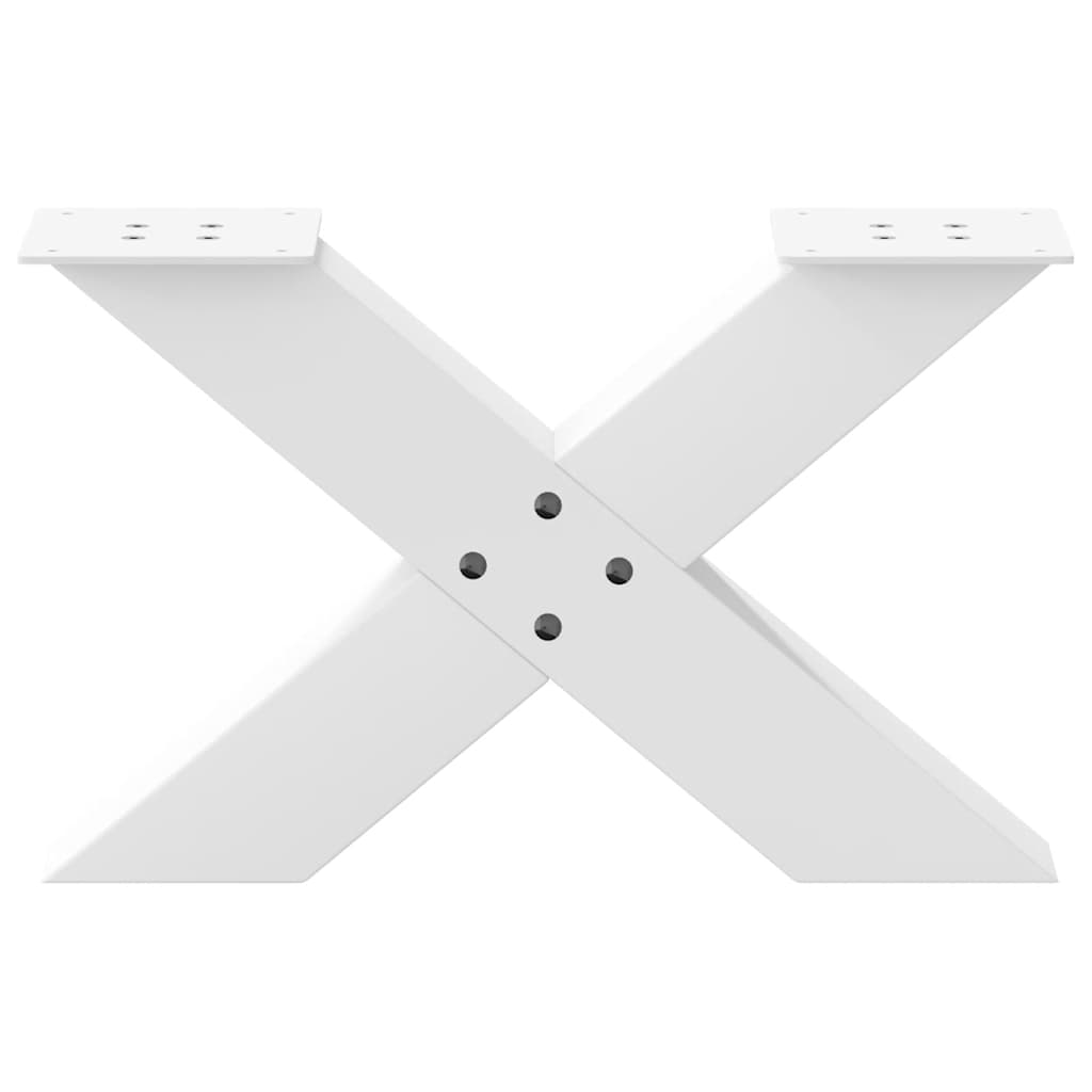 Gambe Tavolino da Caffè a X 2 pz Bianco 50x(30-31)cm in Acciaio
