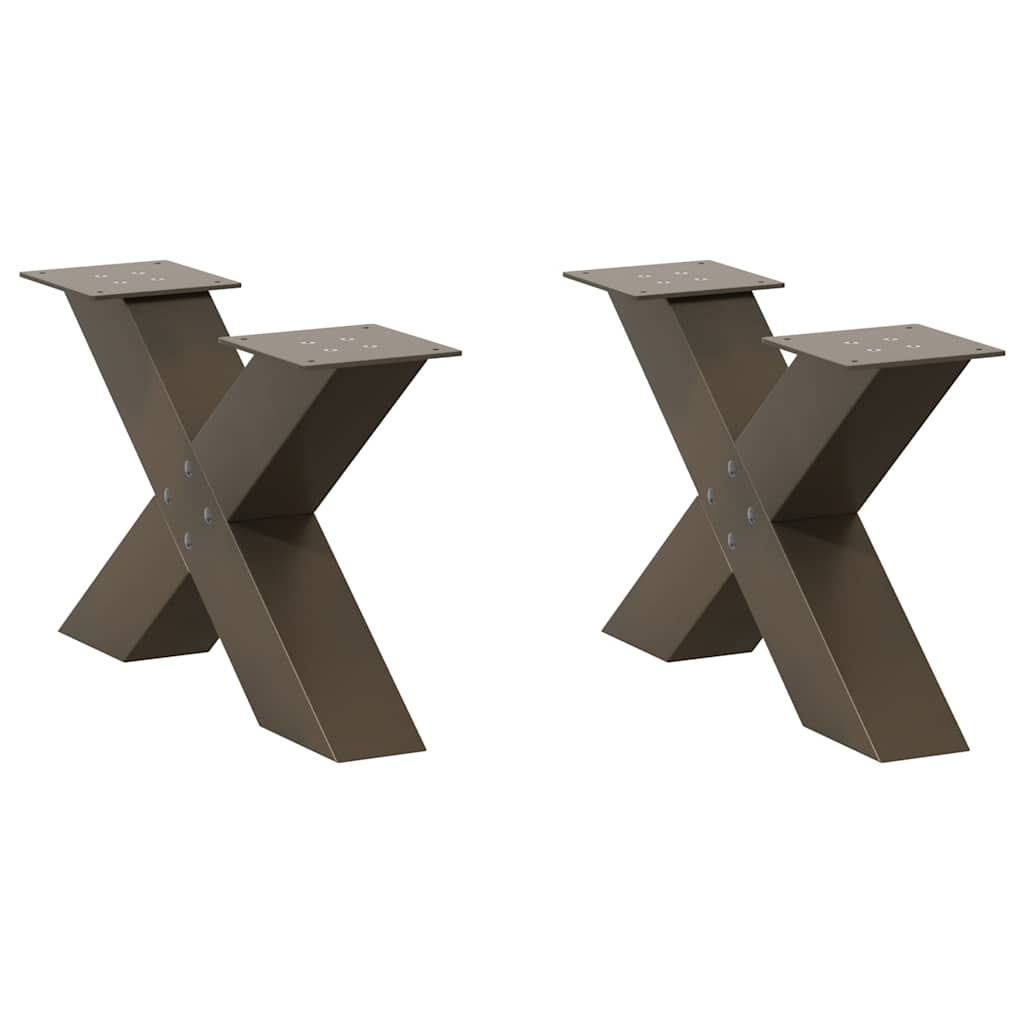 Gambe Tavolino Caffè a X 2 pz Naturale 50x(30-31) cm in Acciaio - homemem39