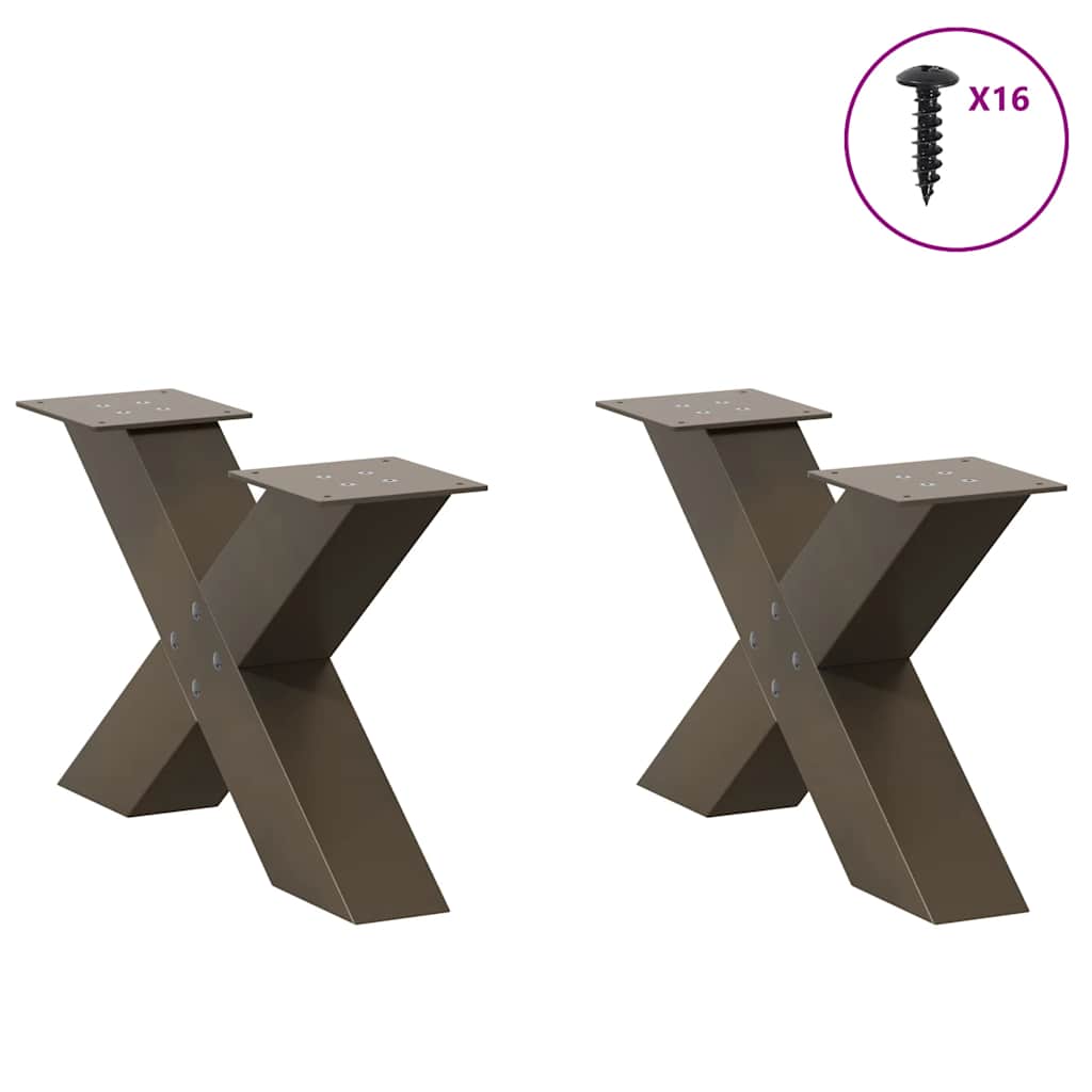 Gambe Tavolino Caffè a X 2 pz Naturale 50x(30-31) cm in Acciaio - homemem39