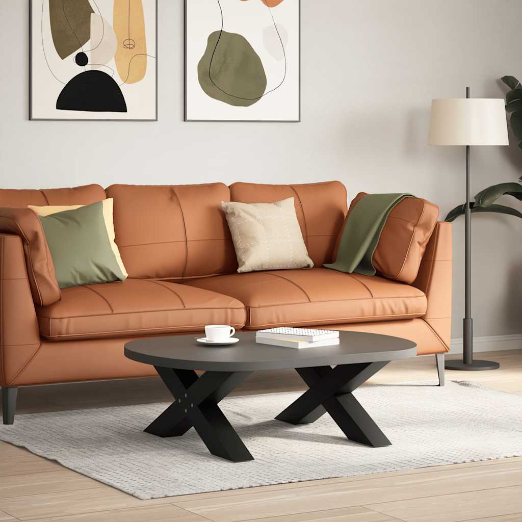 Gambe Tavolino da Caffè a X 2 pz Nero 70x(30-31) cm in Acciaio - homemem39