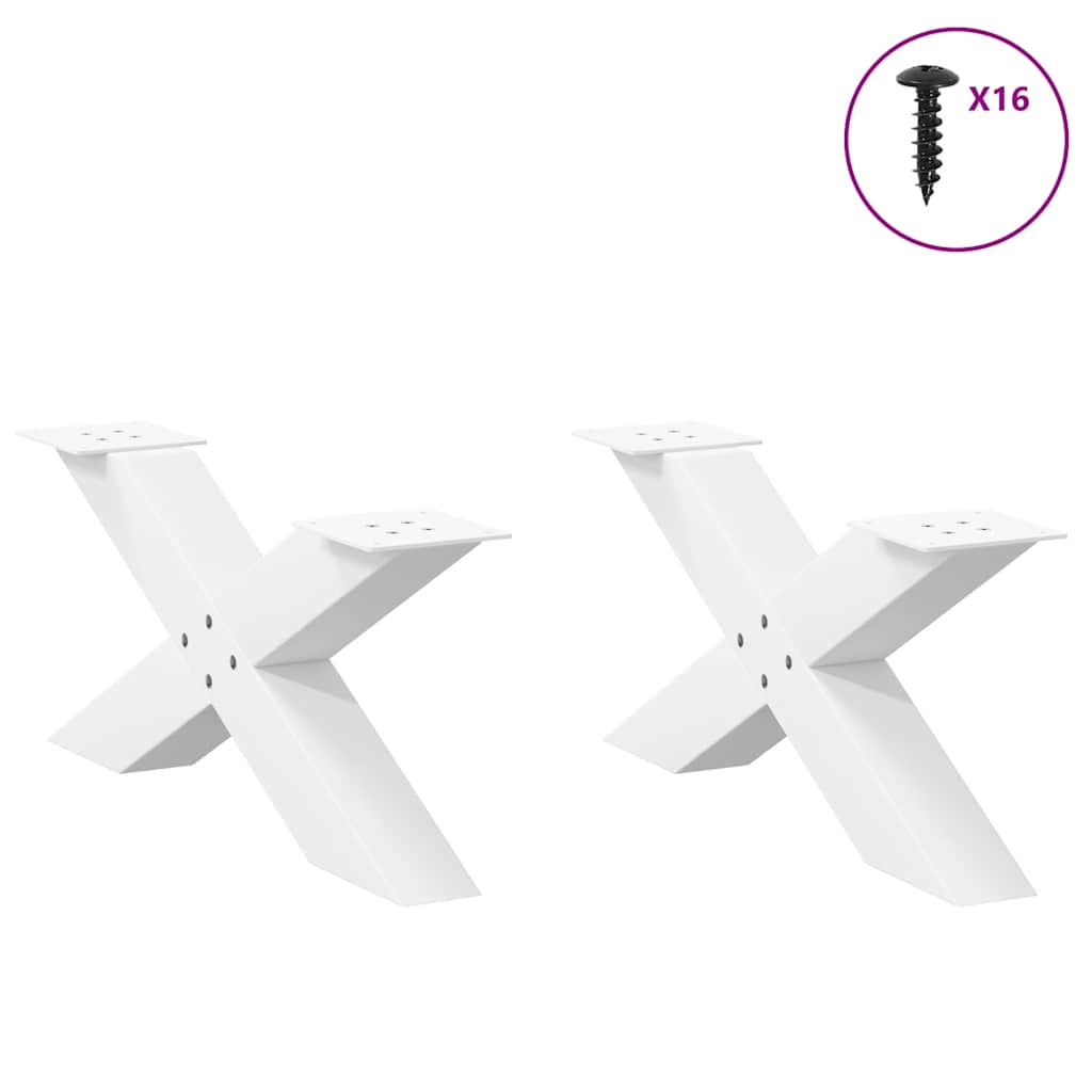Gambe Tavolino da Caffè a X 2 pz Bianco 70x(30-31)cm in Acciaio - homemem39