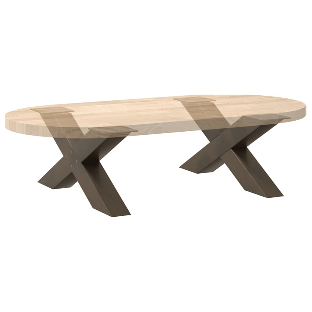 Gambe Tavolino Caffè a X 2 pz Naturale 70x(30-31) cm in Acciaio - homemem39