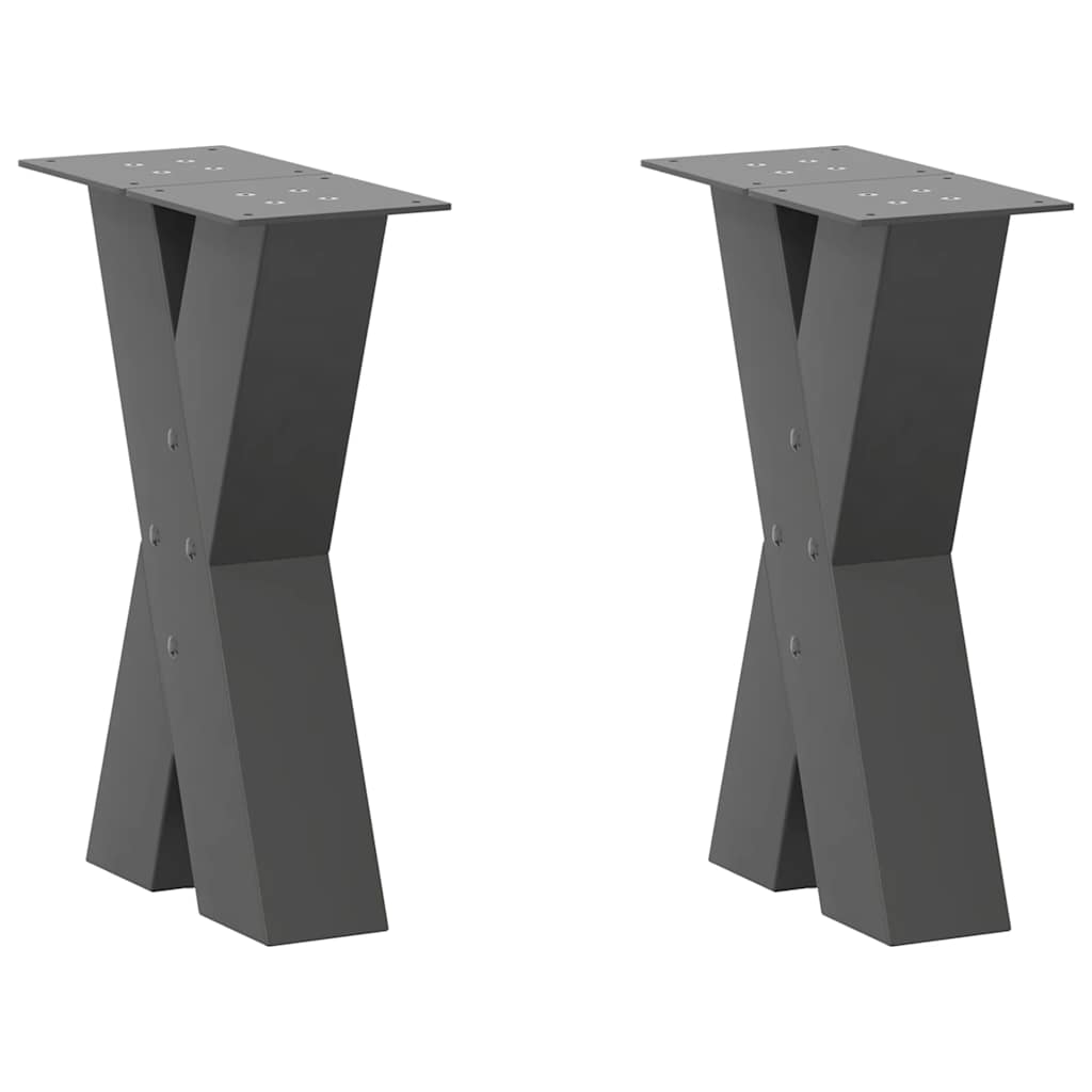 Gambe Tavolino Caffè a X 2 pz Antracite 28x(42-43) cm Acciaio - homemem39